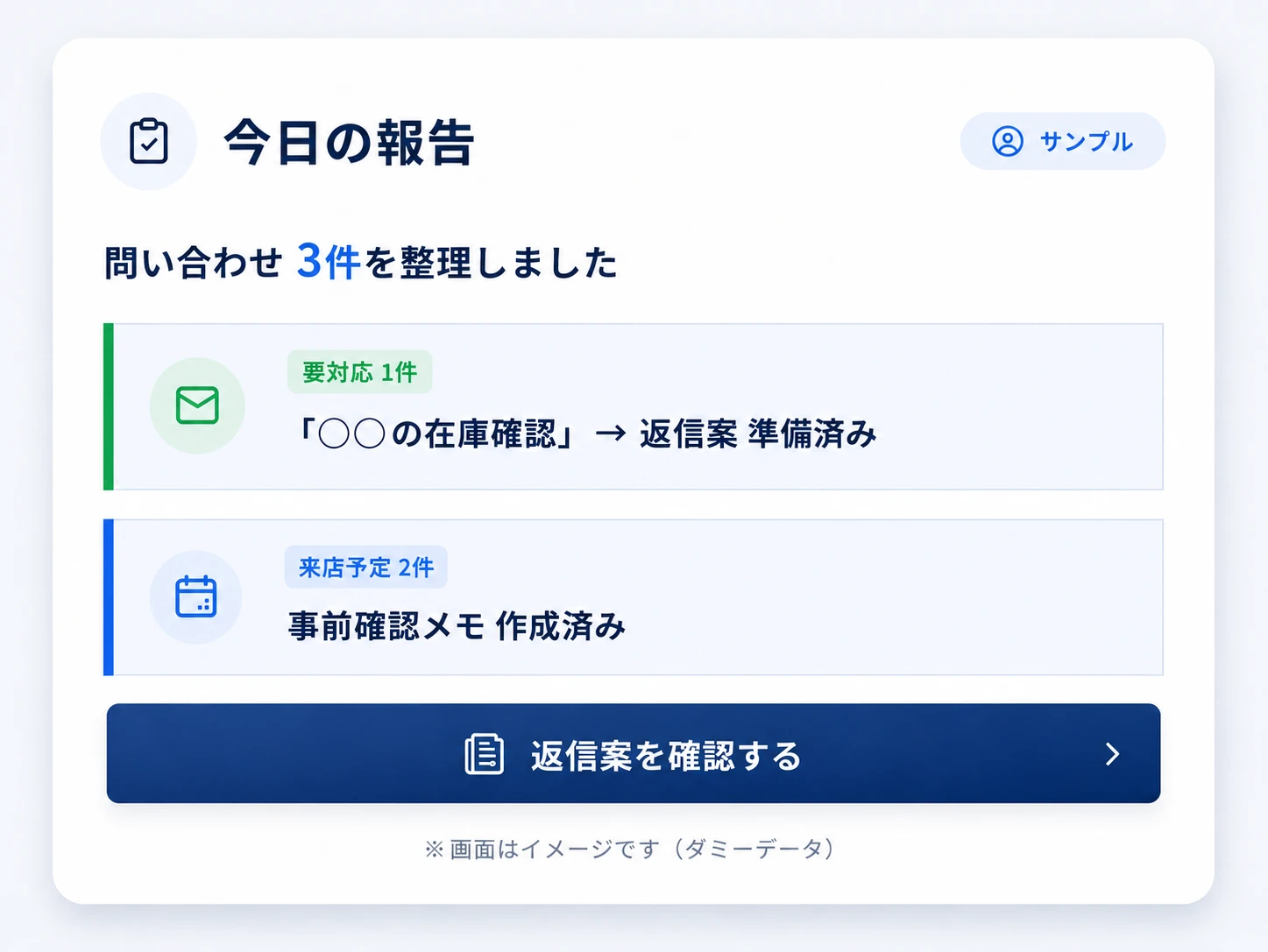 司令塔AIからの報告画面イメージ